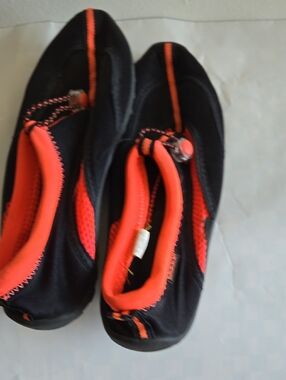 Kids Black and Orange Slip-On Water Shoes with Secure Toggle